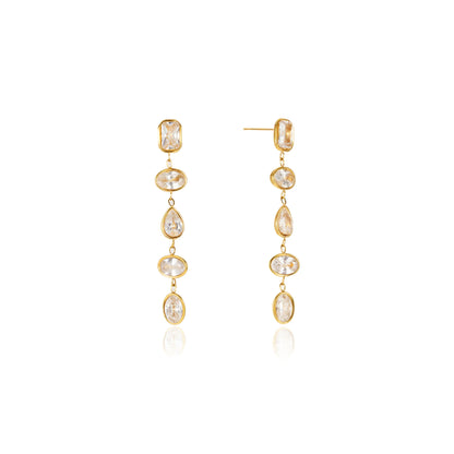 Sea Glass Bezel Drop Huggie Earrings