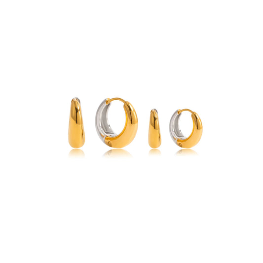 Cala Two-Tone Tapered Huggie Earrings