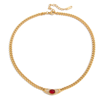Sirocco Red Stone Curb Necklace