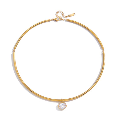 Alba Zircon Drop Collar Necklace