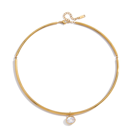 Alba Zircon Drop Collar Necklace