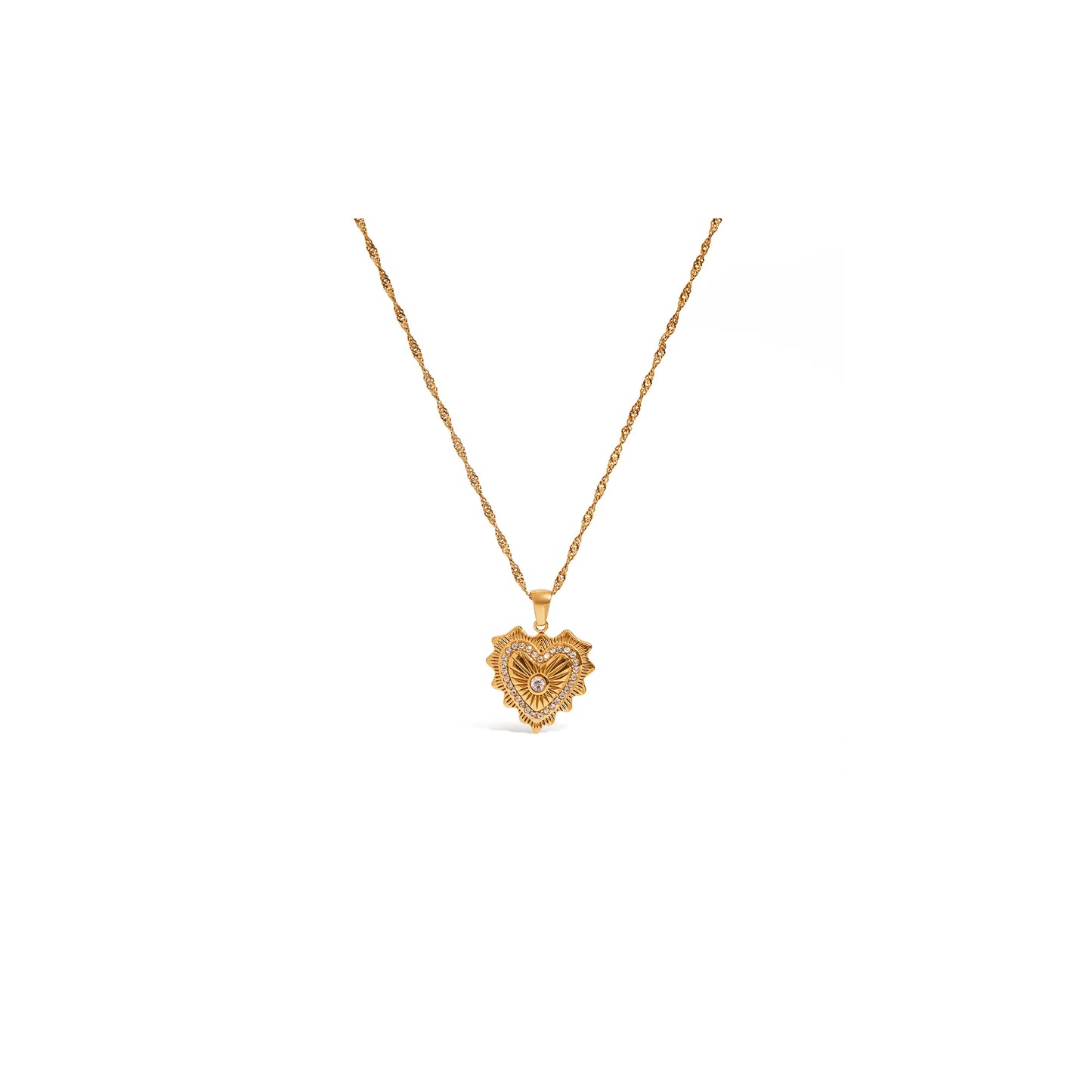 Lumen Ribbed Heart Medallion Necklace