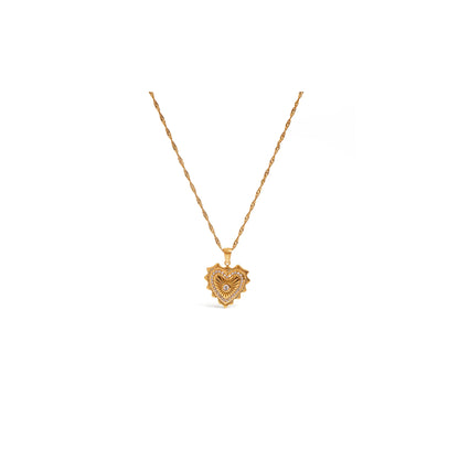 Lumen Ribbed Heart Medallion Necklace