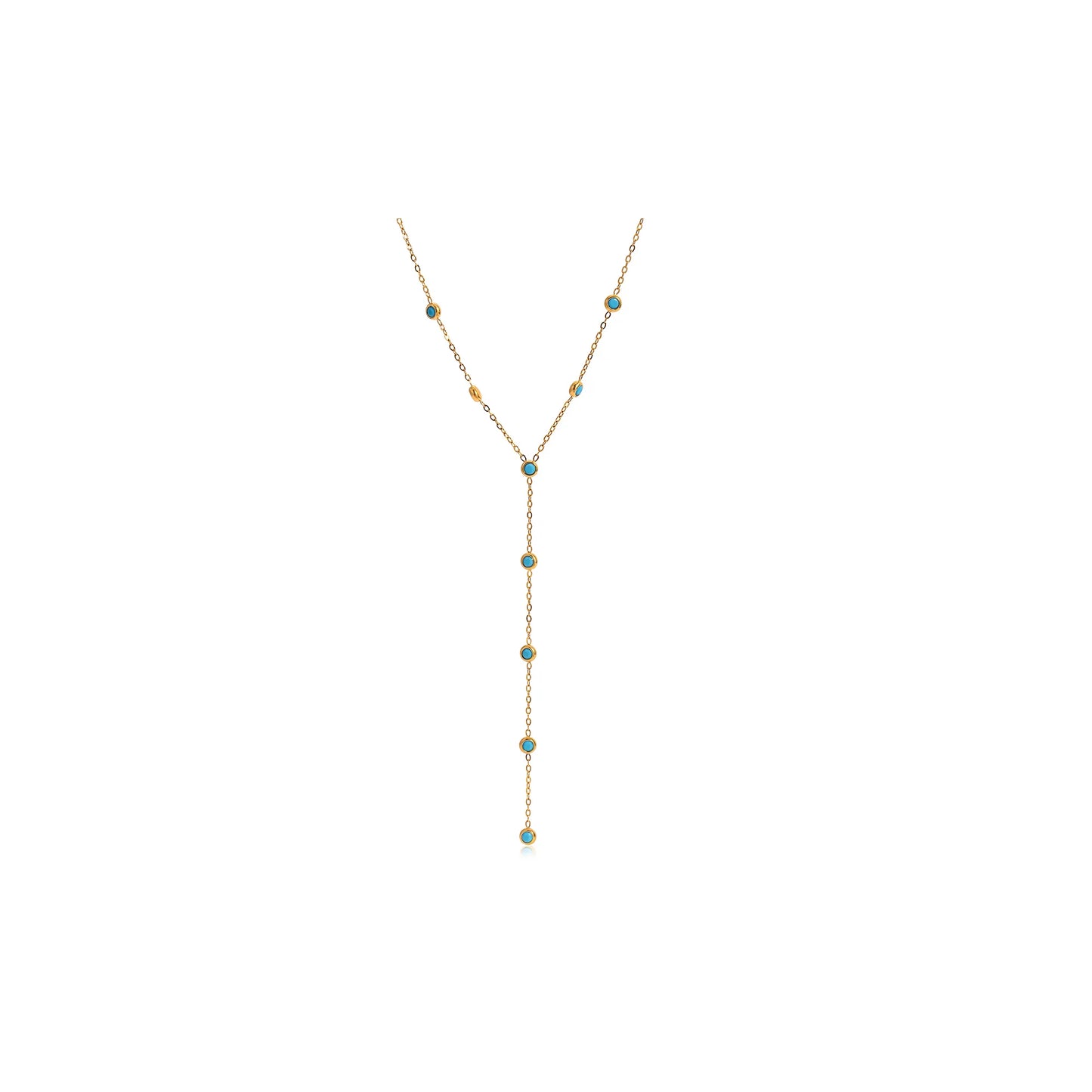 Olive Branch Green Stone Y Necklace
