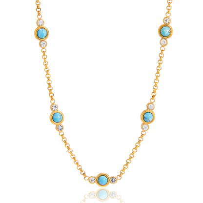Aegean Blue Stone Station Necklace