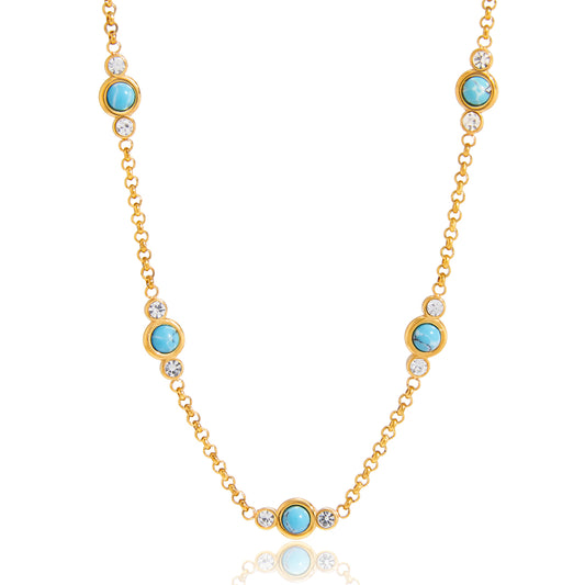 Aegean Blue Stone Station Necklace