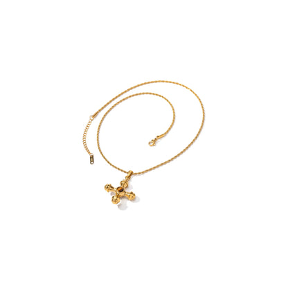 Cypress Agate Cross Rope Necklace