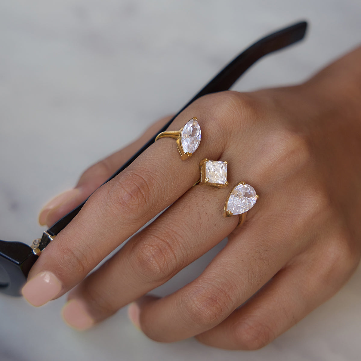 Levante Three Stone Open Ring