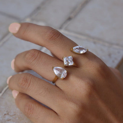 Levante Three Stone Open Ring
