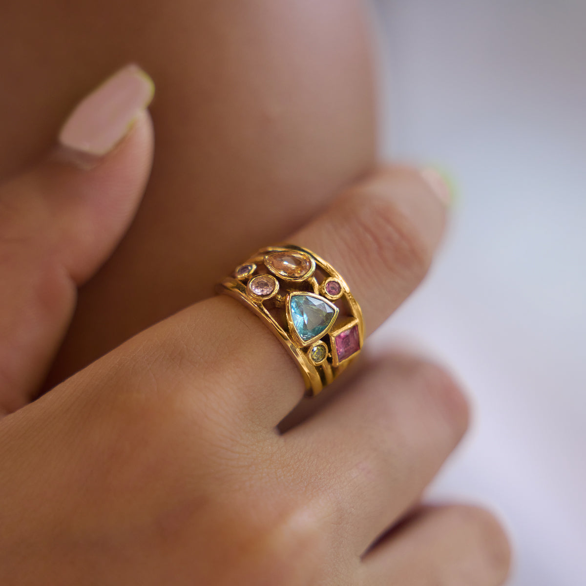 Formentera Multi Stone Band Ring