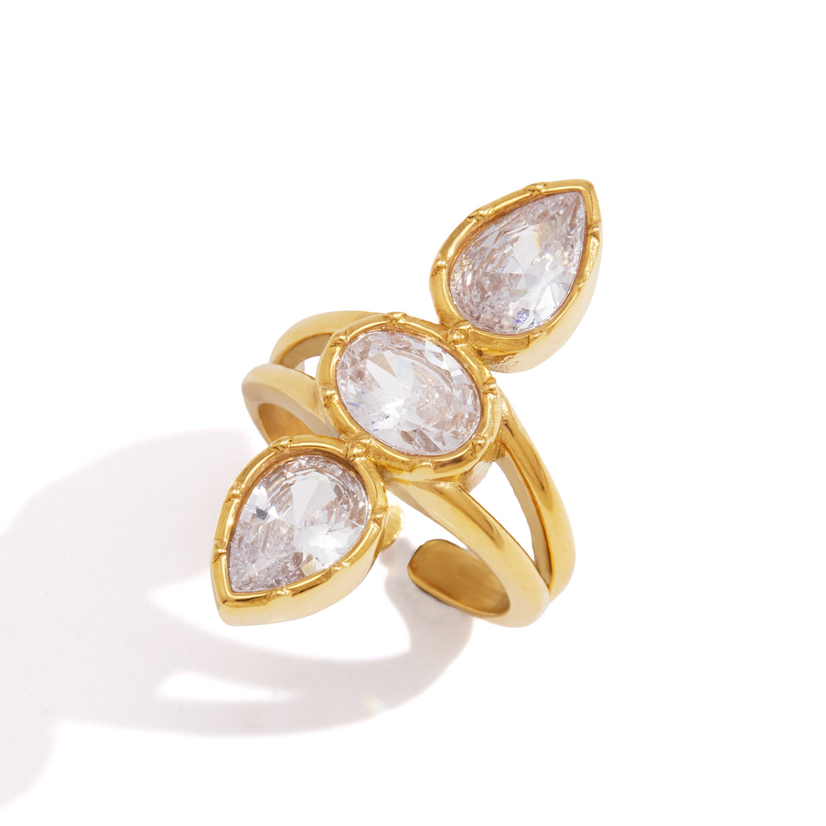 Oleander Three-Stone Open Ring