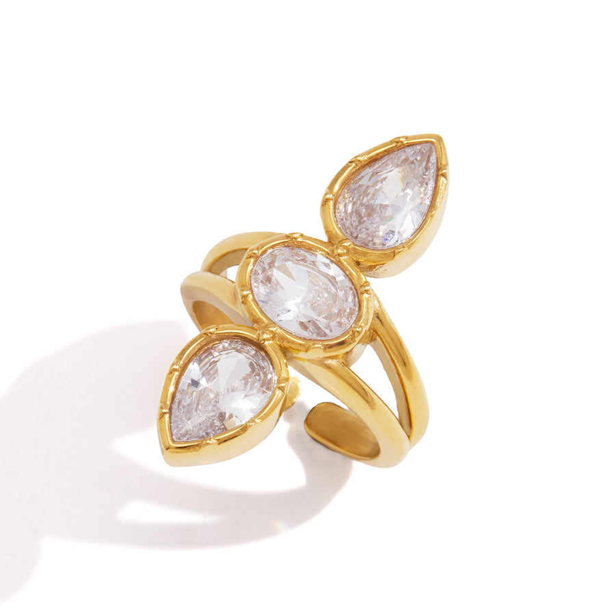 Oleander Three-Stone Open Ring