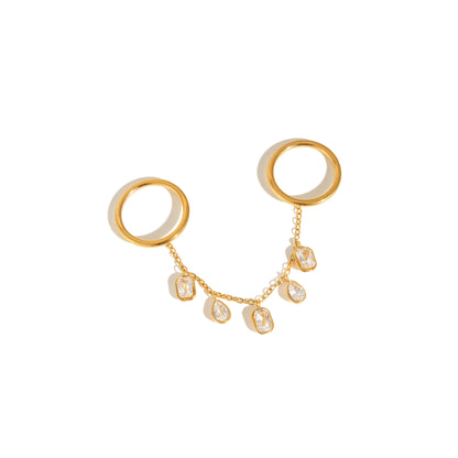 Lagoon Fringed Chain Twin Ring